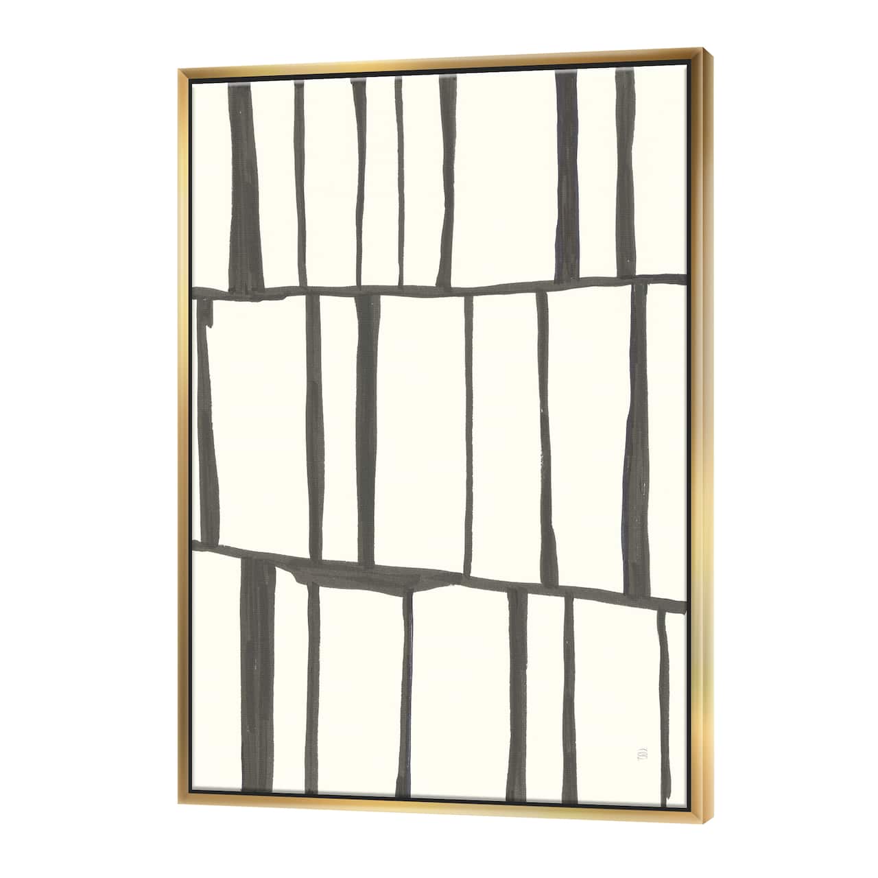 Designart - minimalist black and white I - Transitional Canvas in Gold Frame